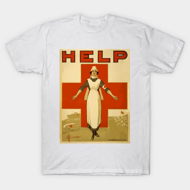 Vintage WWI Era Australian Red Cross Nurse Poster: HELP T-Shirt by Naves